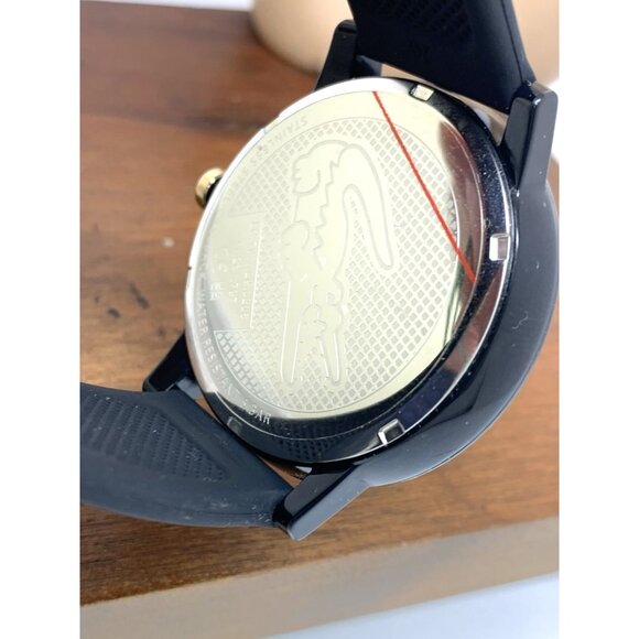 Lacoste Men's Watch 2011233 Quartz Gold Black Dial Textured Rubber Band 42mm - Picture 6 of 13